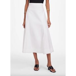 Madewell Fluted Midi Skirt Tile White Rigid Denim High Rise Minimalist US 31 NWT